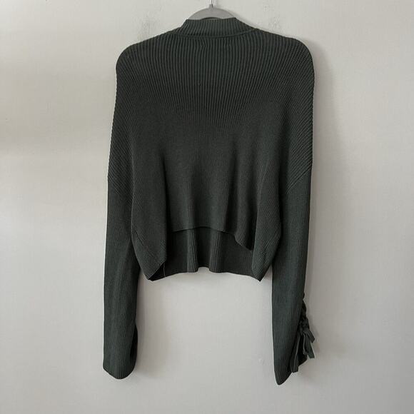 Wilfred Sweater Womens Large Green Knit Open Arm Ties Aritiza Crop - Picture 10 of 13